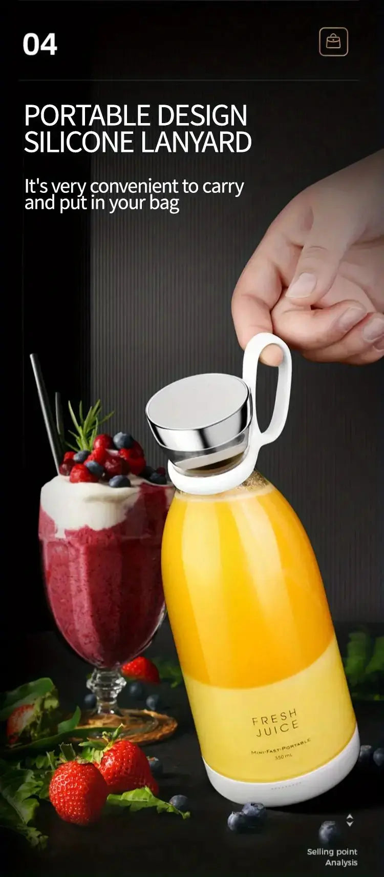 Portable Blender,Fashion Portable Blender for Shakes and Smoothies 11.8 Oz,Magnetic USB Fast Charging Mini Fresh Juice Mixer