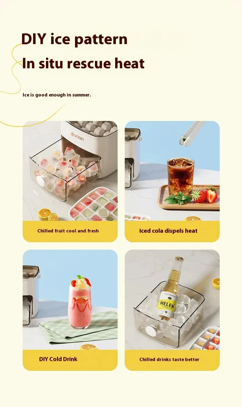 48-Block Ice Cube Machine Food-grade Summer Double Design Ice Maker Mold With Easy-press Lid Large Capacity Refrigerator Storage