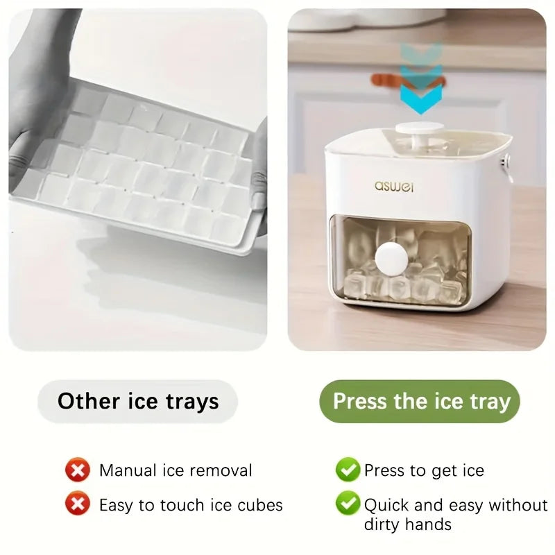 Super sized 48 ice cube maker, easy to slide - a must-have kitchen tool for double layered home bars, with a double-layer design