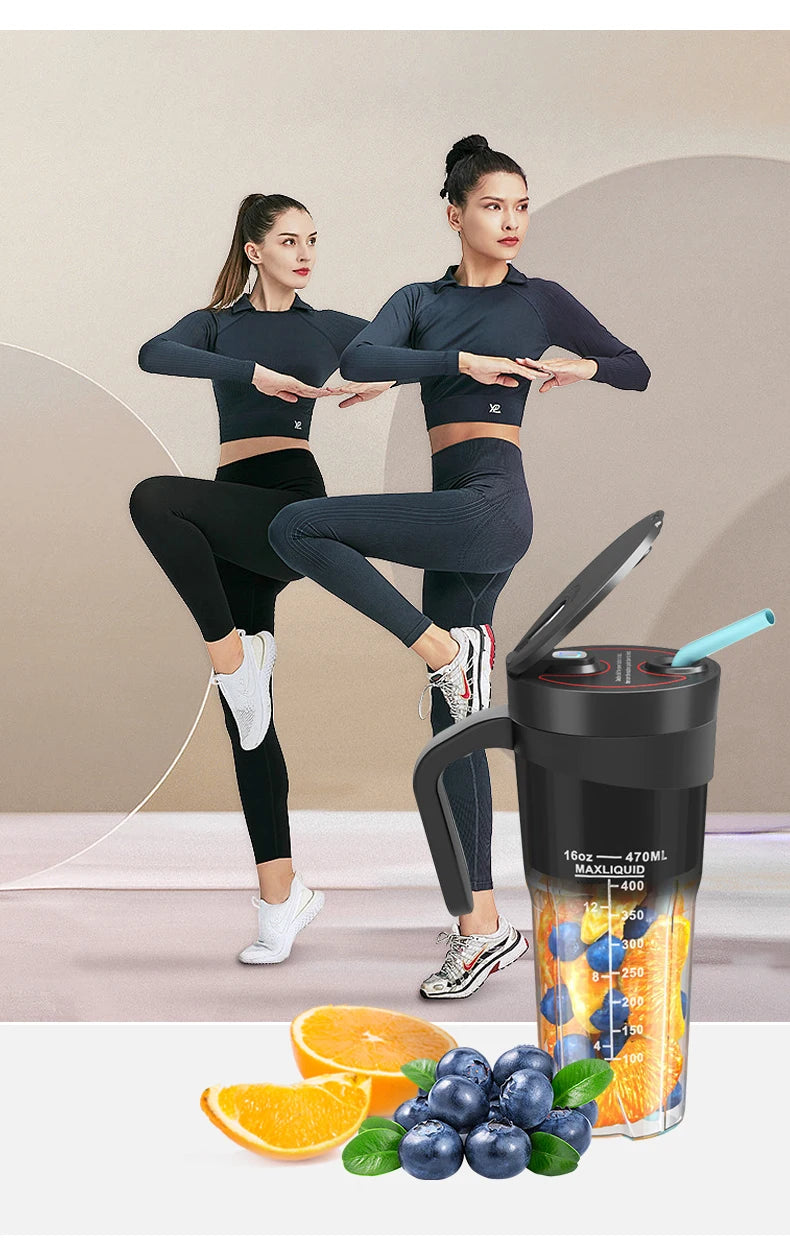 Electric Portable Blender USB Rechargeable Portable Juicer Blades for Shakes Smoothies 470ML Multifunctional Fresh juice Machine