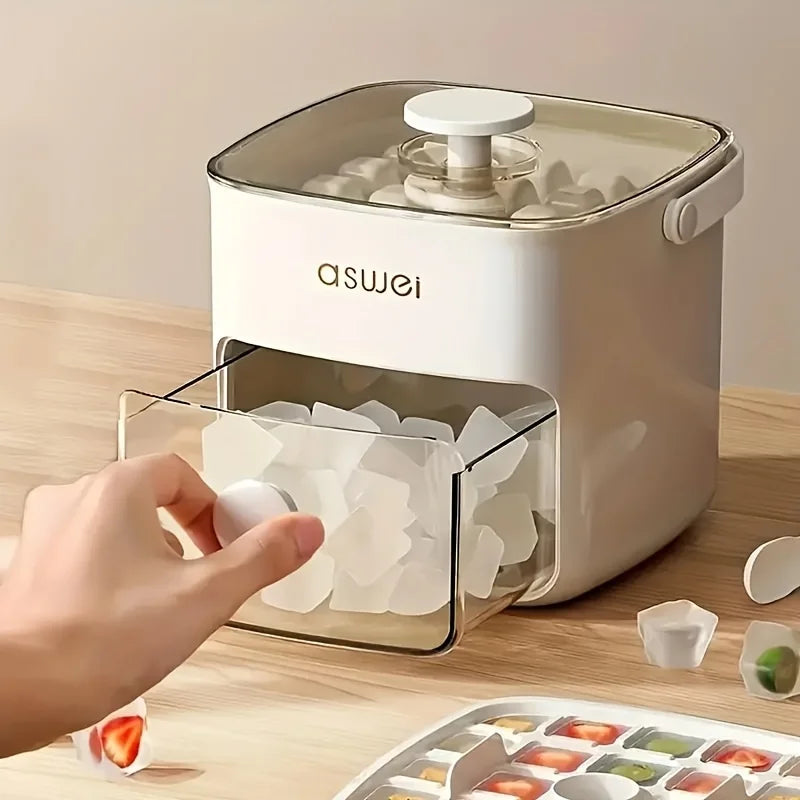 Super sized 48 ice cube maker, easy to slide - a must-have kitchen tool for double layered home bars, with a double-layer design