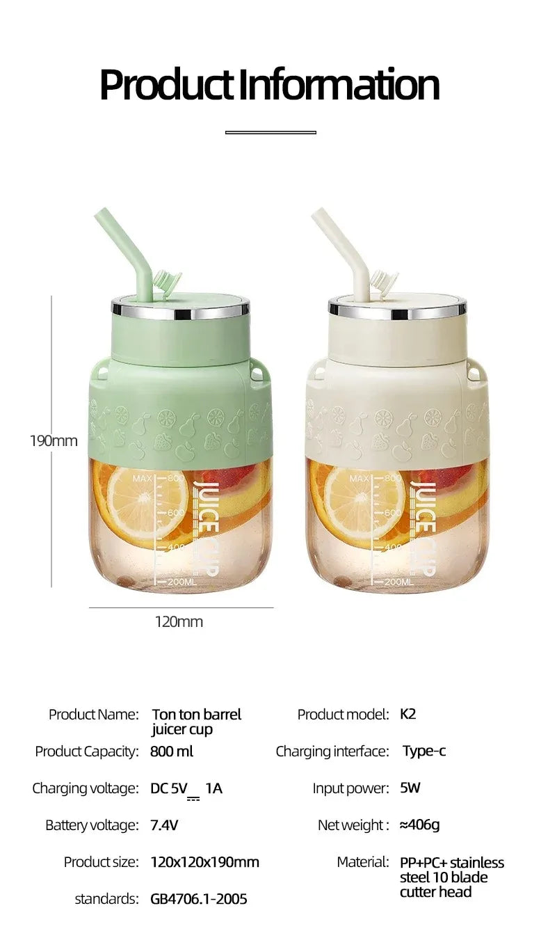 Portable Juicer Blender High-Speed Mini Fruit Juice Cup with Stylish Design Powerful Motor for Home Outdoor Compact Convenient