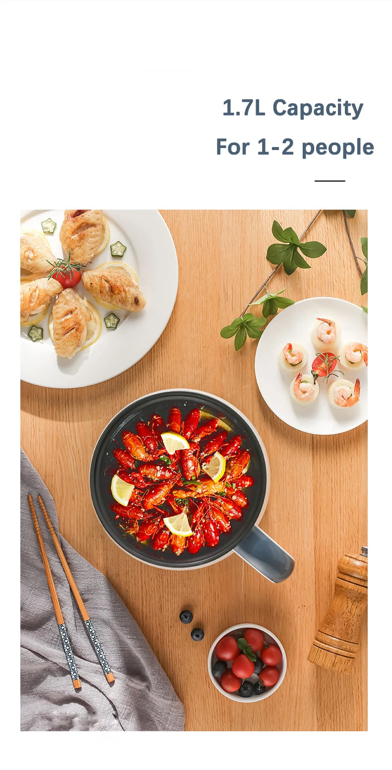 Single/Double Layer Multifunction Electric Cooking Machine 1.7L Electric Rice Cooker Household 1-2 People Hot Pot Non-stick Pan