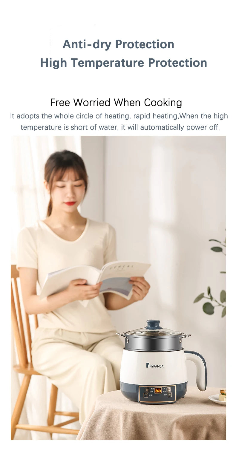 Single/Double Layer Multifunction Electric Cooking Machine 1.7L Electric Rice Cooker Household 1-2 People Hot Pot Non-stick Pan