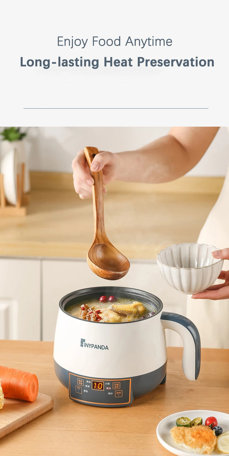 Single/Double Layer Multifunction Electric Cooking Machine 1.7L Electric Rice Cooker Household 1-2 People Hot Pot Non-stick Pan