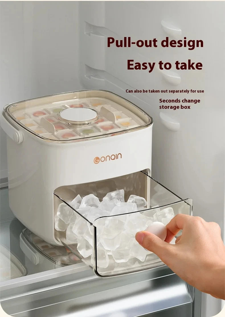 48-Block Ice Cube Machine Food-grade Summer Double Design Ice Maker Mold With Easy-press Lid Large Capacity Refrigerator Storage