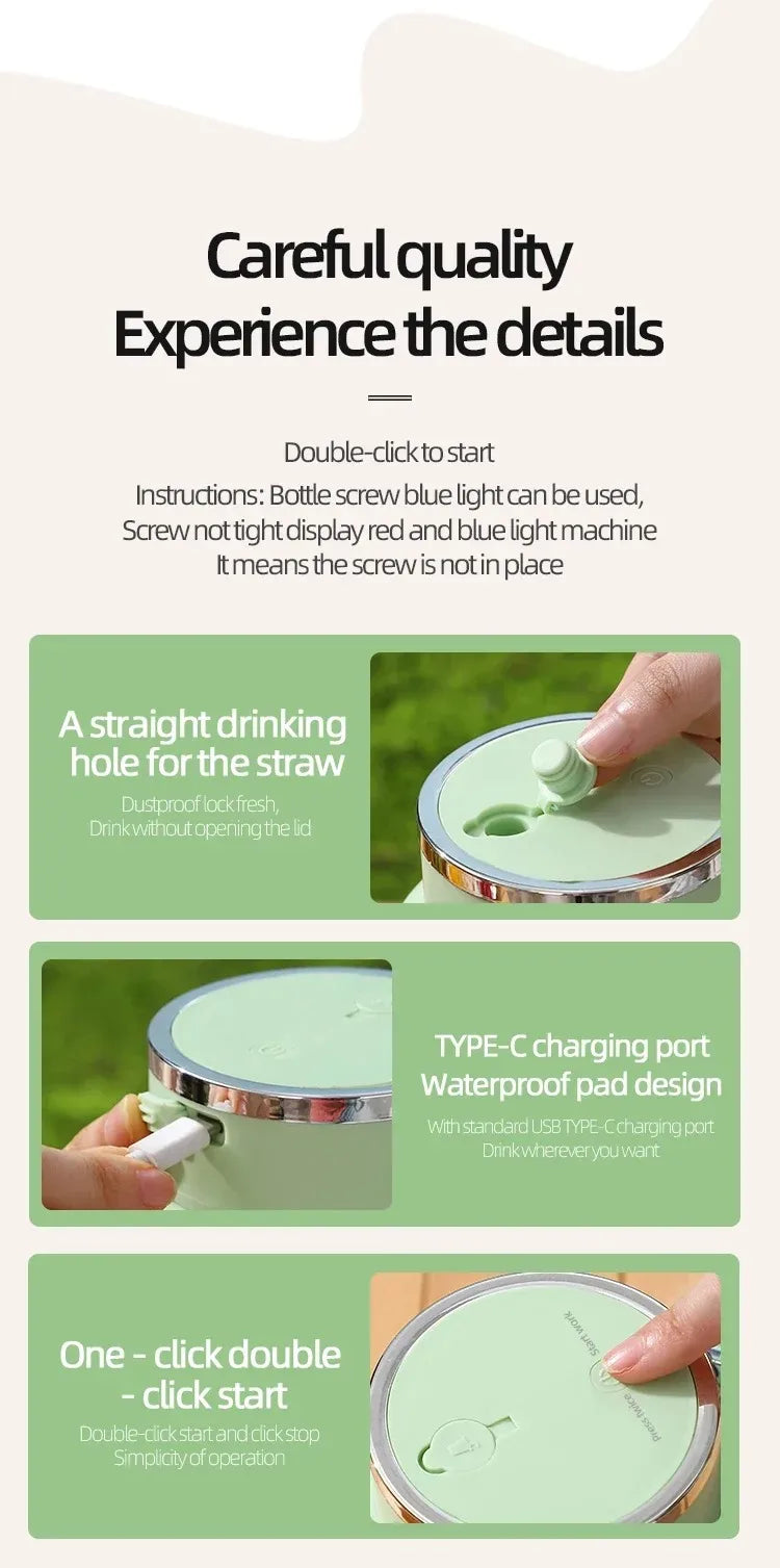 Portable Juicer Blender High-Speed Mini Fruit Juice Cup with Stylish Design Powerful Motor for Home Outdoor Compact Convenient