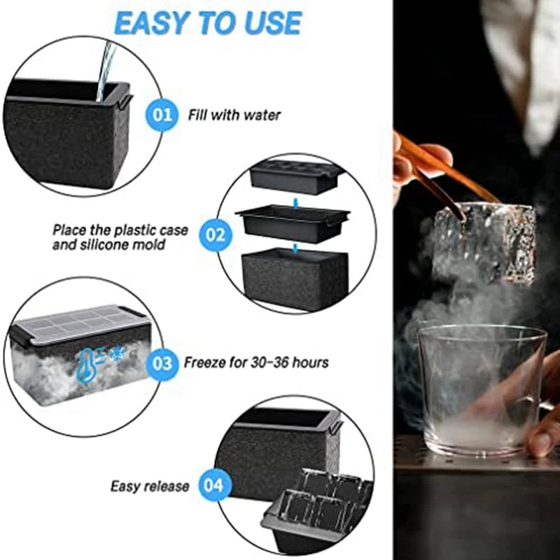Clear Ice Maker, Clear Ice Square Tray Make 8 Big Square Ice Square, Crystal Clear Ice Square Maker for Cocktails