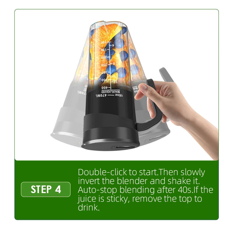Electric Portable Blender USB Rechargeable Portable Juicer Blades for Shakes Smoothies 470ML Multifunctional Fresh juice Machine