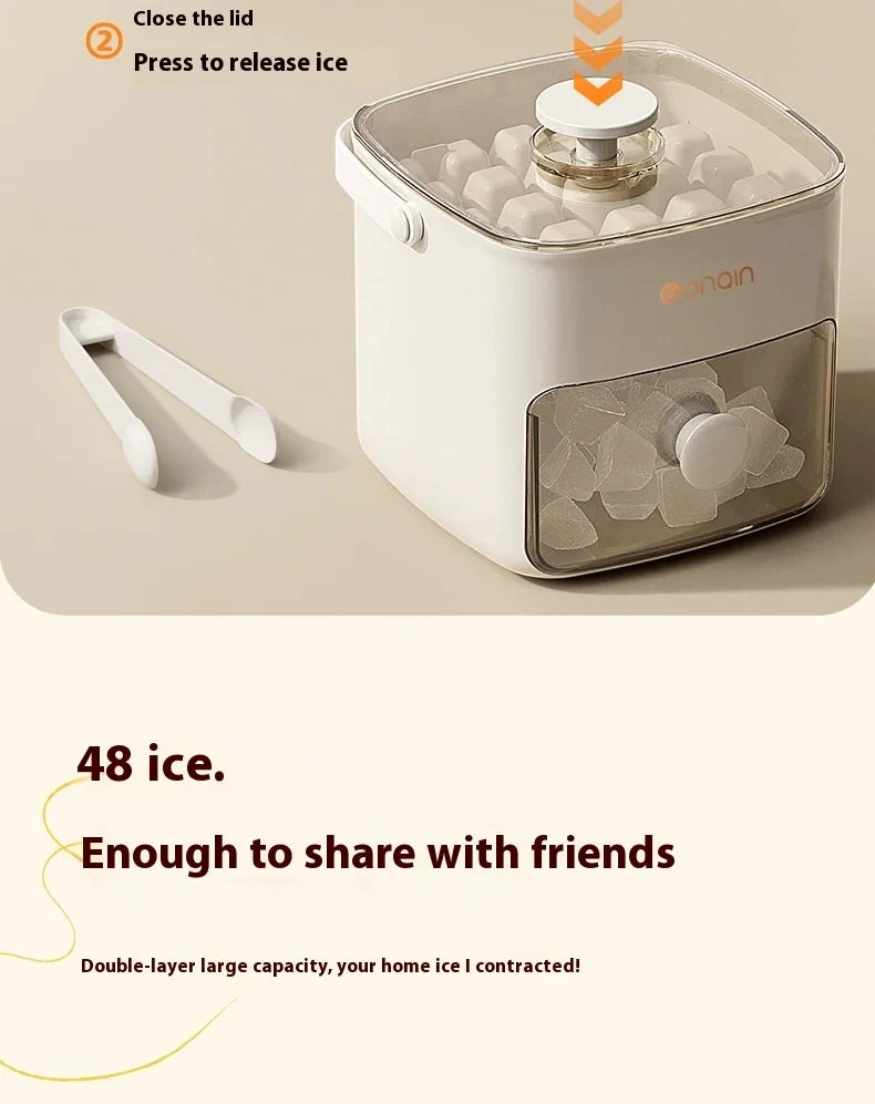 48-Block Ice Cube Machine Food-grade Summer Double Design Ice Maker Mold With Easy-press Lid Large Capacity Refrigerator Storage