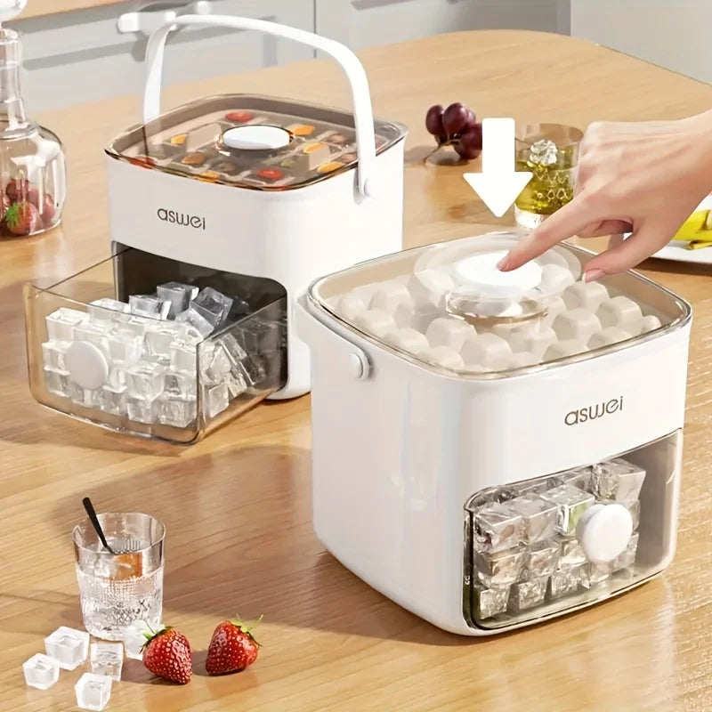 Super sized 48 ice cube maker, easy to slide - a must-have kitchen tool for double layered home bars, with a double-layer design