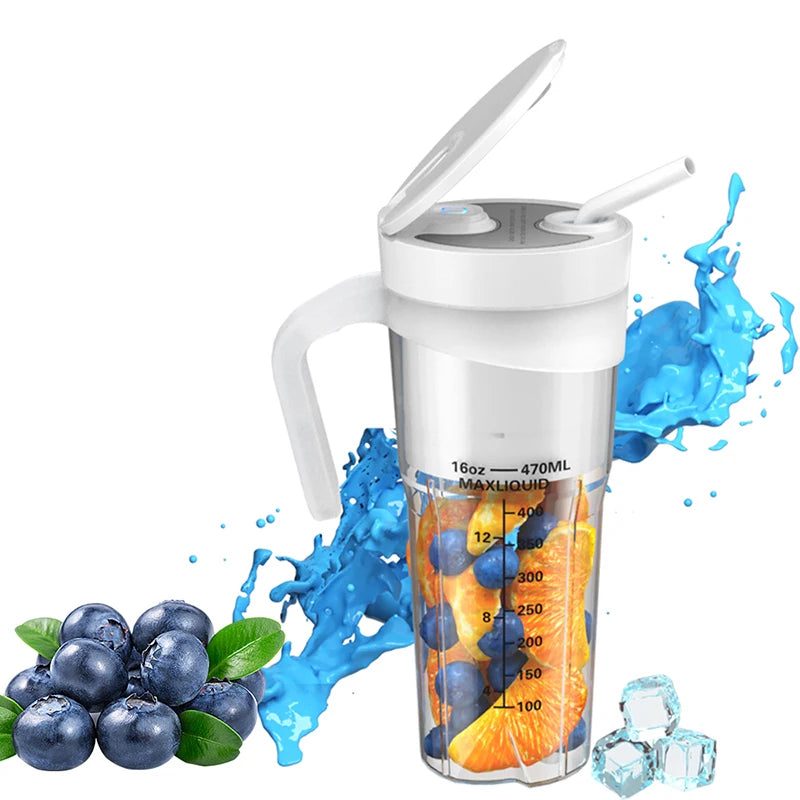 Electric Portable Blender USB Rechargeable Portable Juicer Blades for Shakes Smoothies 470ML Multifunctional Fresh juice Machine